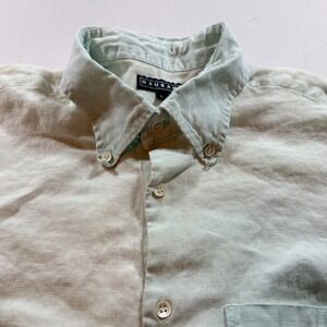 Haubane Linen Shirt Mens Large Mint Green Button Down Long Sleeve Casual Summer